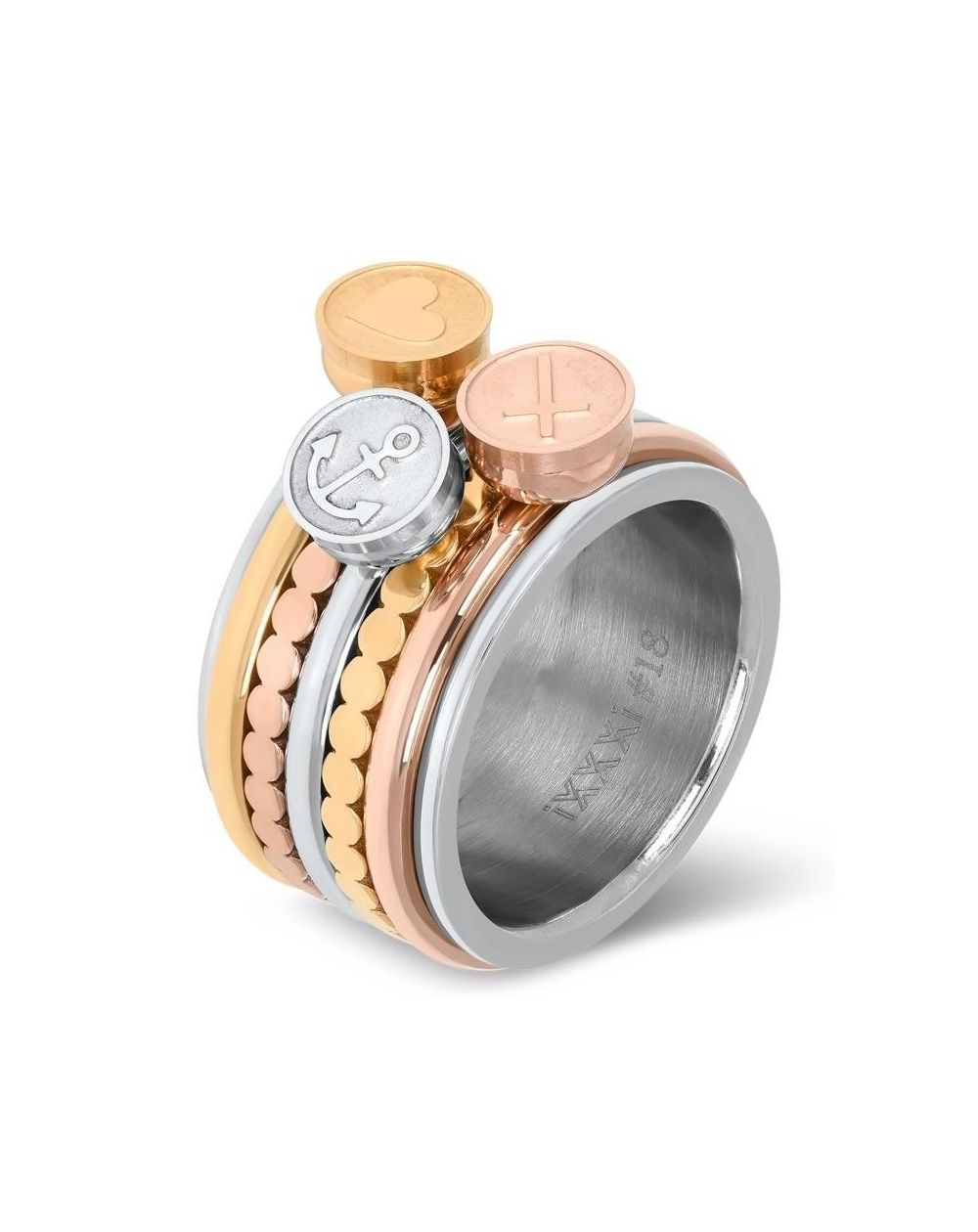 Anneau couvrant iXXXi cercles plats rosés - Bague, bijou marque iXXXi