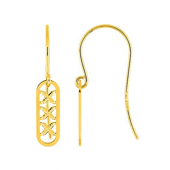 Bijoux or et personnalisé 9 carat yellow gold triplet hoop earrings
