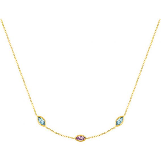 Bijoux or et personnalisé 9 carat yellow gold multi-stone necklace