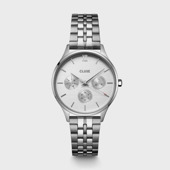 Cluse Minuit Multifunction Watch Steel, Full Silver Color