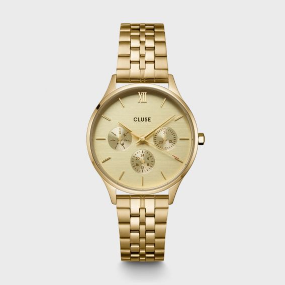 Cluse Minuit Multifunction Watch Steel, Full Gold color