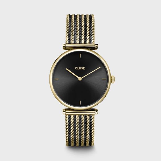 Cluse Triomphe Watch Mesh, Black, Gold color