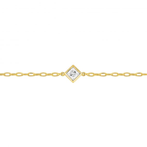 Bijoux or et personnalisé 9 carat yellow gold square zircon bracelet