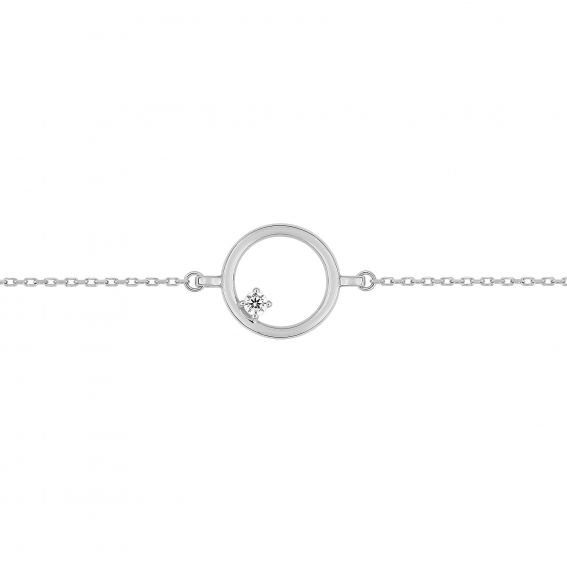 Bijoux or et personnalisé Open disc bracelet 1 stone 9 carat white gold
