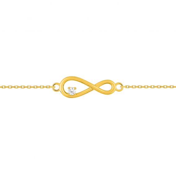Bijoux or et personnalisé 1 stone infinity bracelet 9 carat yellow gold