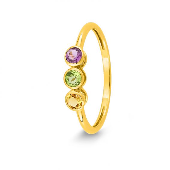 Bijoux or et personnalisé 3 stone ring 9 carat yellow gold