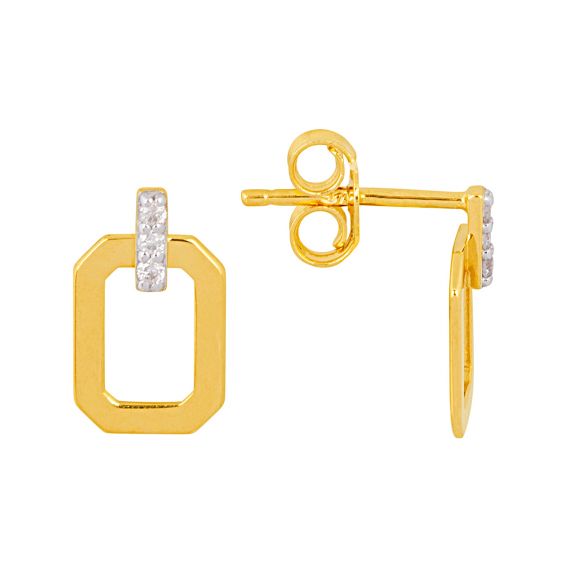 Bijoux or et personnalisé Rectangle and diamond drills 9 carat yellow gold