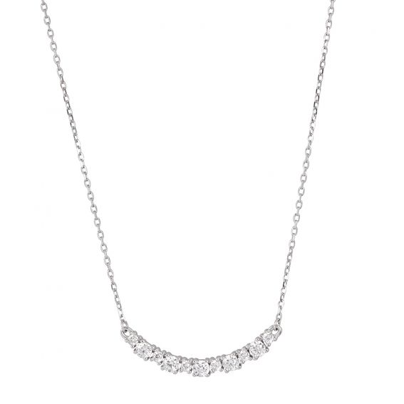 Bijoux or et personnalisé Line of stones necklace 2 diameters 9 carat white gold