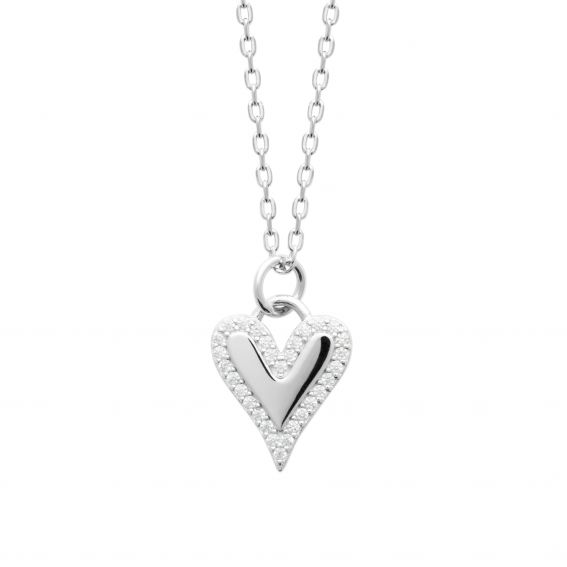 Bijou argent/plaqué or Rhodium-plated 925 silver necklace with an elongated heart