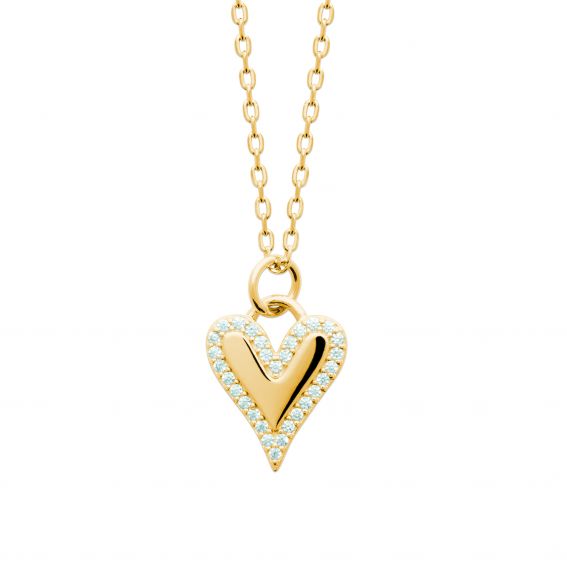 Bijou argent/plaqué or 18k gold plated necklace with an elongated heart