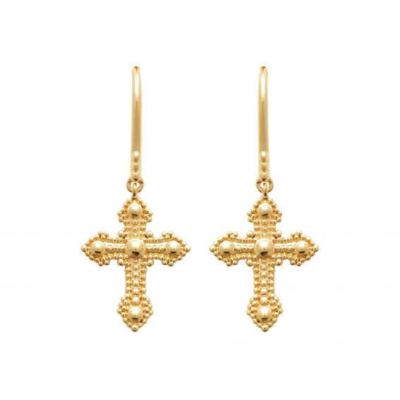 Bijou argent/plaqué or 18k gold plated cross hooks