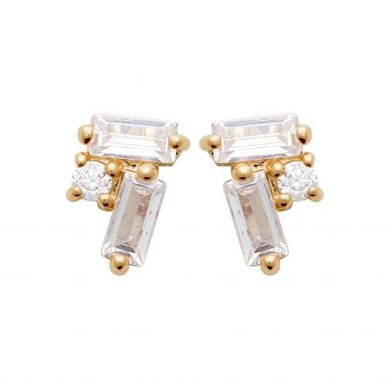 Bijou argent/plaqué or Selena mini drills 18k gold plated