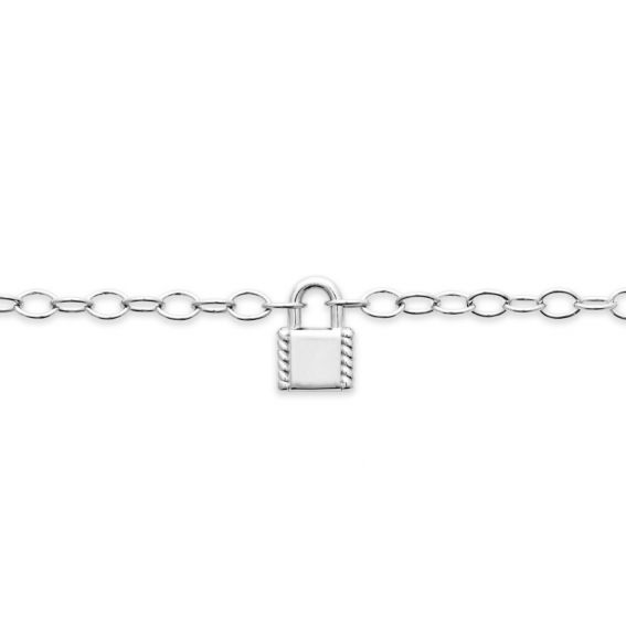 Bijou argent/plaqué or 18k gold plated open padlock bracelet