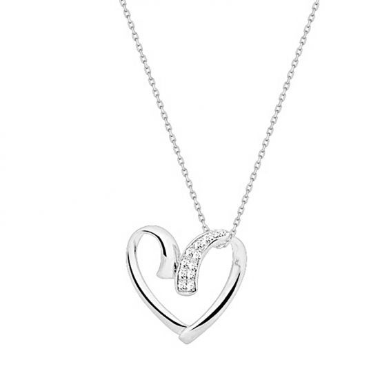 Bijoux or et personnalisé Heart necklace with diamonds 9 carat white gold