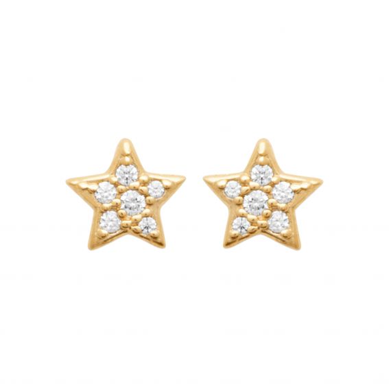 Gold stone star earring