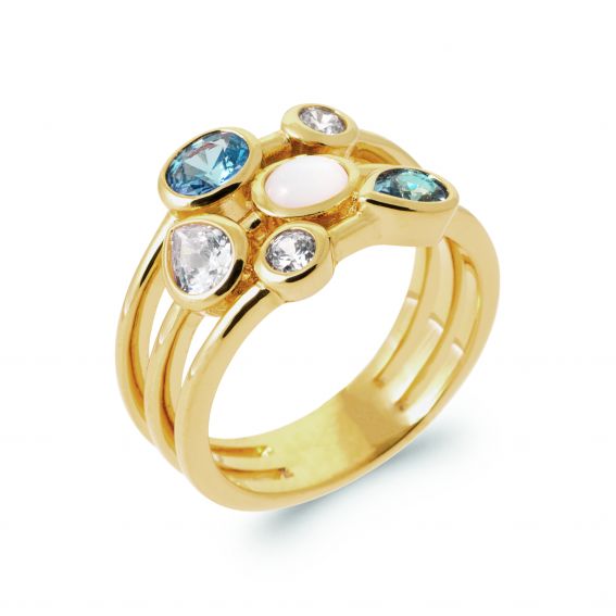 Bijou argent/plaqué or 18k gold plated Blue ring