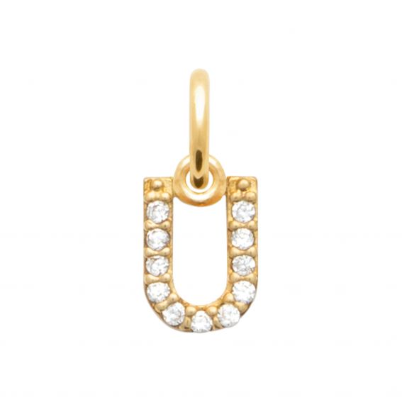 Bijou argent/plaqué or U zirkonium hanger 18k gouden plaat