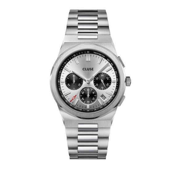 Cluse CLUSE Watch -VIGOUREUX CHRONO STEEL SILVER AND BLACK, SILVER COLOR