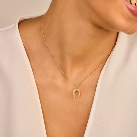 Diamanti Per Tutti Crescent Moon necklace - 7 diamonds