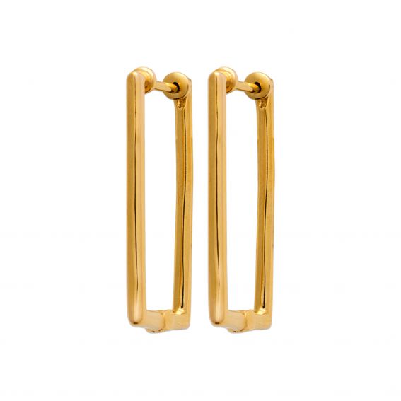 Bijou argent/plaqué or 18k gold plated Frida rectangle hoop earrings