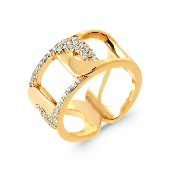 Bijou argent/plaqué or Golden handcuff ring