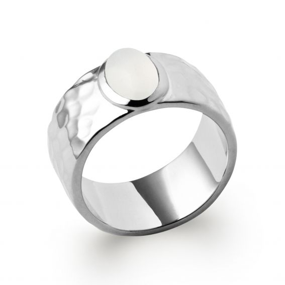 Bijou argent/plaqué or Bague en pierre de lune argent