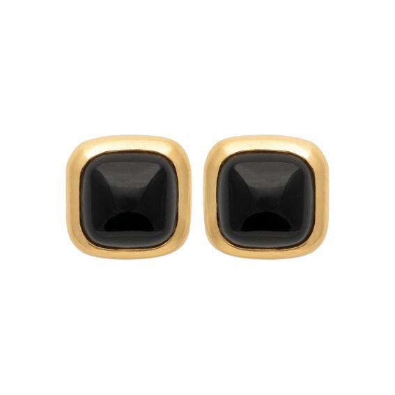 18k gold black agate stud...