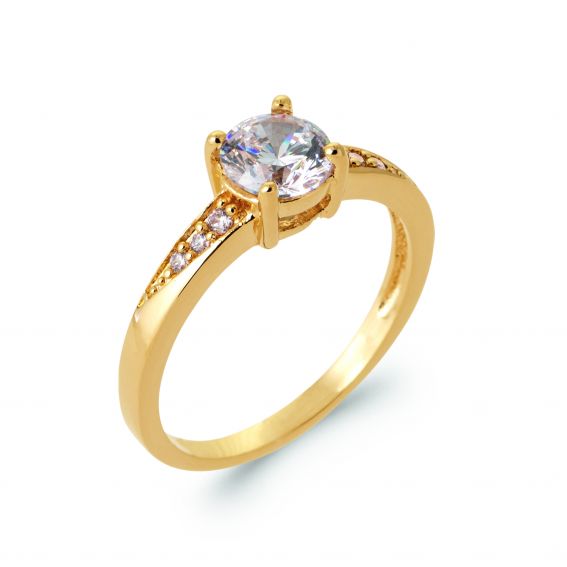 Gold-plated solitaire ring...
