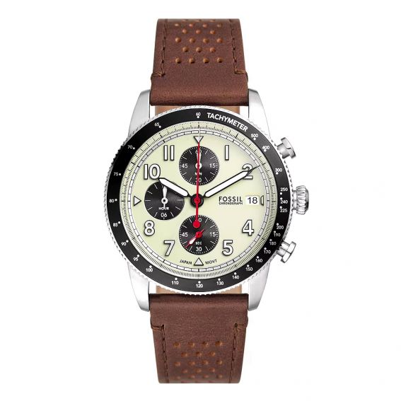 Fossil Tourer chronograph sports watch in brown leather