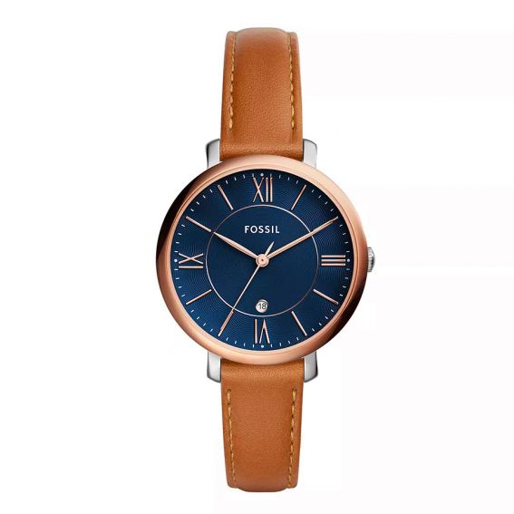 Fossil Jacqueline three-hand watch with date in light brown leather