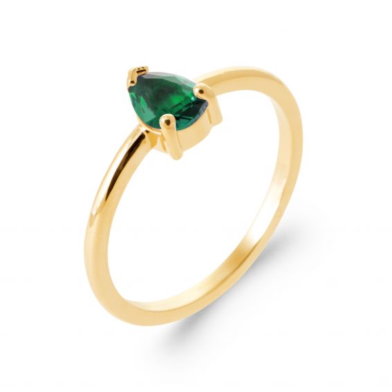 Bijou argent/plaqué or Golden emerald women's ring