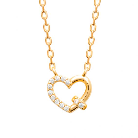 Bijou argent/plaqué or Love golden women's necklace