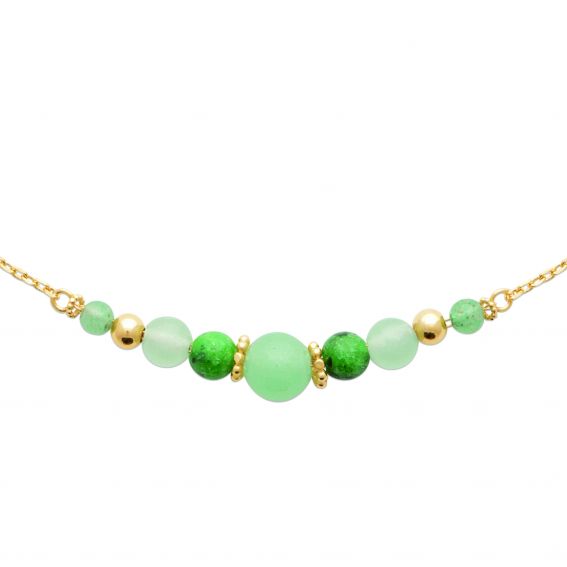 Bijou argent/plaqué or Aventurine golden women's necklace