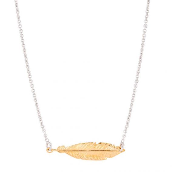 Golden feather necklace