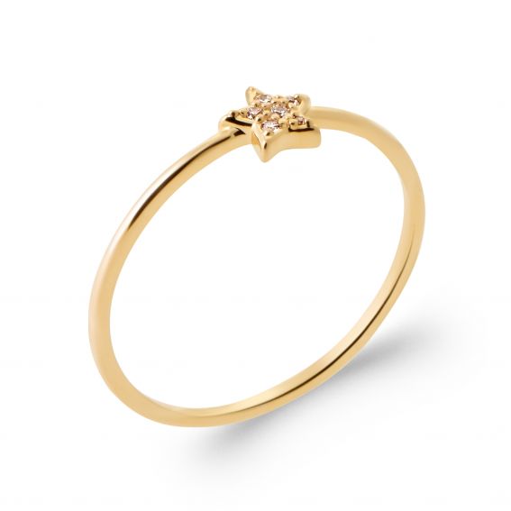 Bijou argent/plaqué or Women's gold star ring