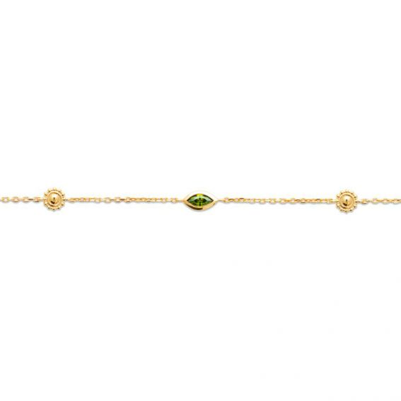 Bijou argent/plaqué or Green stone bracelet