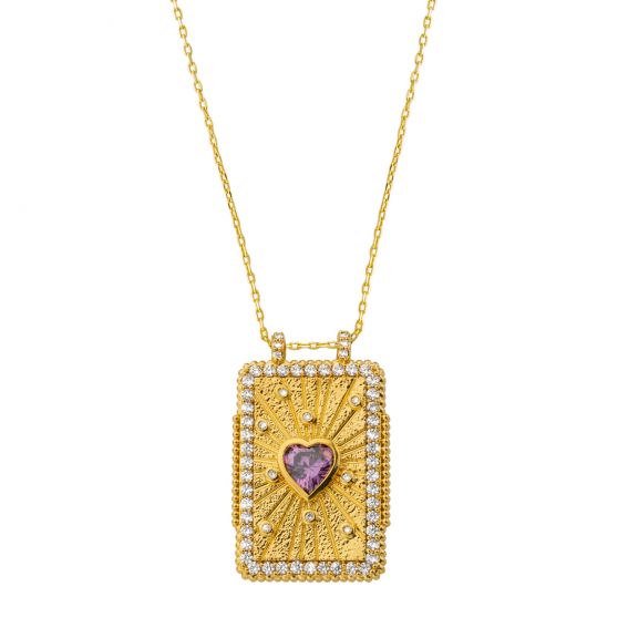 Collier Amethyste Heart Boheme