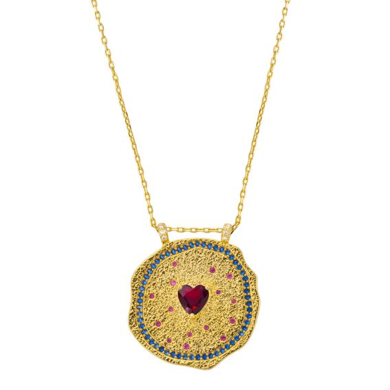 Mya Bay Ruby Heart Medallion Necklace