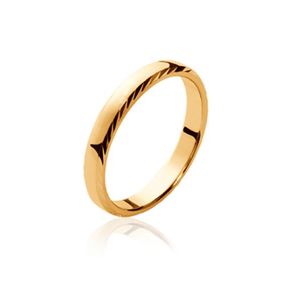 Bijou argent/plaqué or 18k gold plated ribbed gold wedding ring