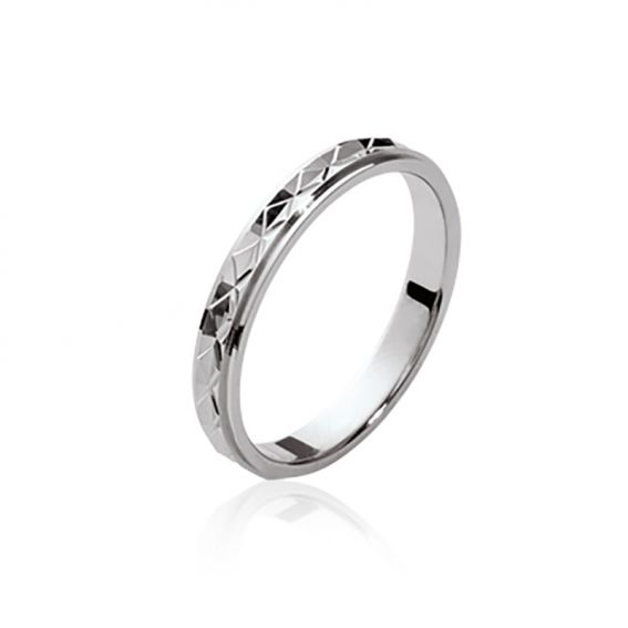 Bijou argent/plaqué or 3mm rhodium silver cross wedding ring