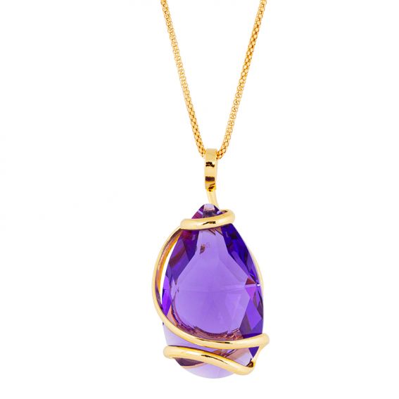 Andrea Marazzini Collier Marazzini doré Swarovski Big drop Violet