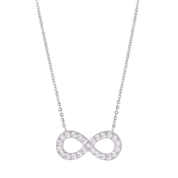 Bijou argent/plaqué or Infinity ketting van zilver met edelstenen