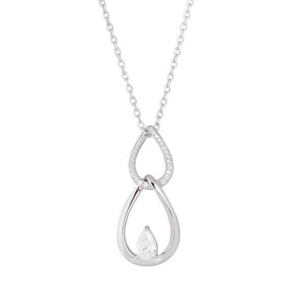 Bijou argent/plaqué or Women's silver necklace with double drop and stones