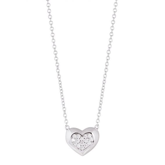 Bijou argent/plaqué or Collier coeur​ argent empierré