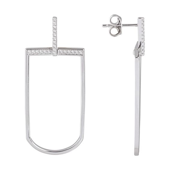 Silver barrette earrings