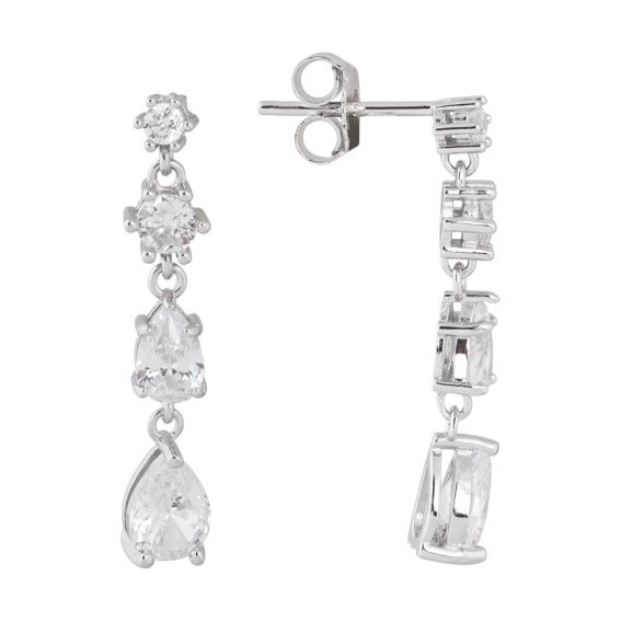 Bijou argent/plaqué or Longues boucles d'oreilles avec pierres