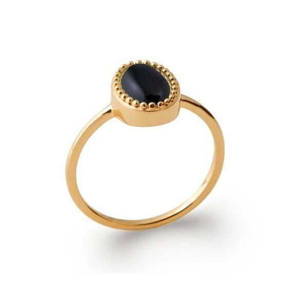 Bague pl-or 750 5mic agate noire