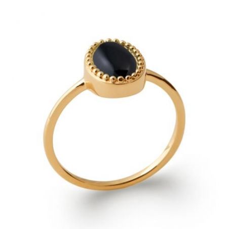 Bague pl-or 750 5mic agate noire