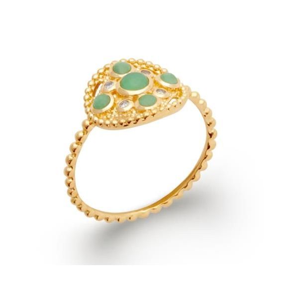 Bague pl-or 750 5mic aventurine