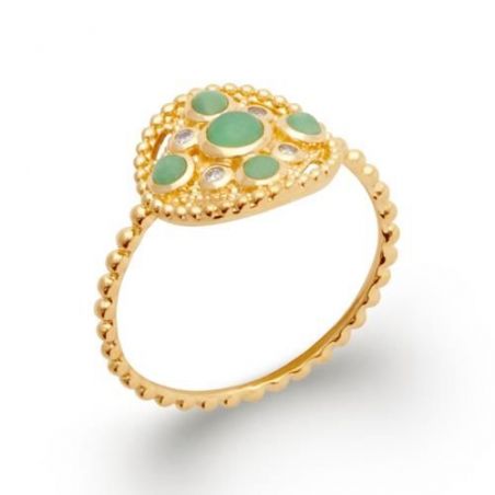 Bague pl-or 750 5mic aventurine